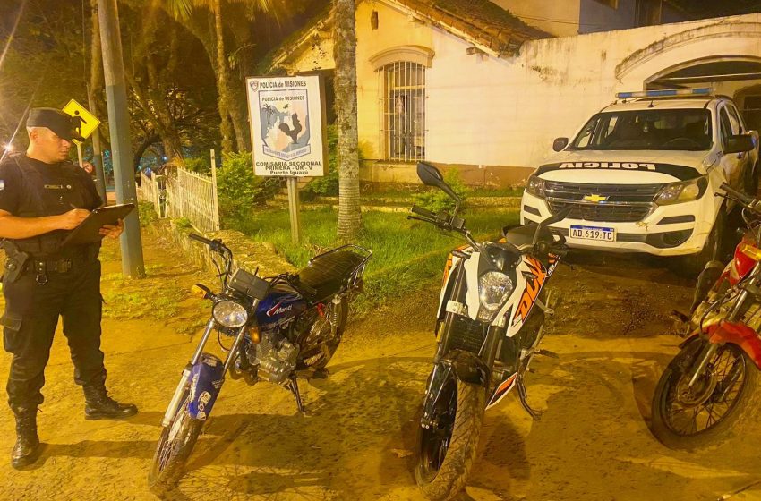  En operativos nocturnos la Policía recuperó tres motocicletas robadas en Puerto Iguazú