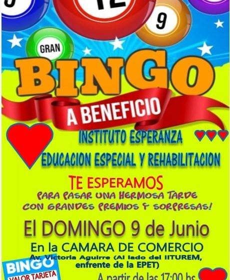  Este Domingo el Instituto Esperanza de Iguazú realizará un Bingo solidario