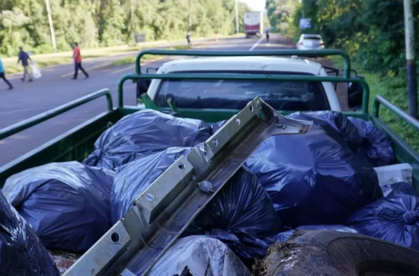 Jornada de limpieza en la ruta al Parque Nacional Iguazú: recolectaron tres camiones de basura 6 Jornada de limpieza en la ruta al Parque Nacional Iguazú: recolectaron tres camiones de basura