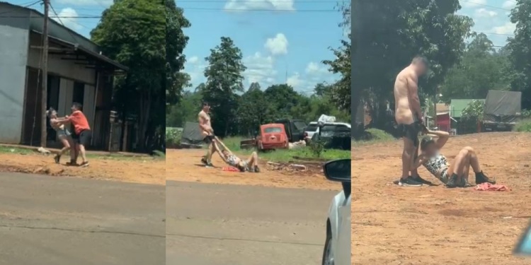  Iguazú: una pareja protagonizó una violenta pelea en la vía publica y frente a sus hijos