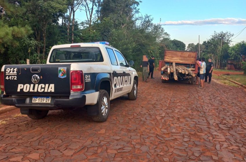  La Policía secuestró un camión cargado con rollos de madera robados de una propiedad privada: Hay tres detenidos