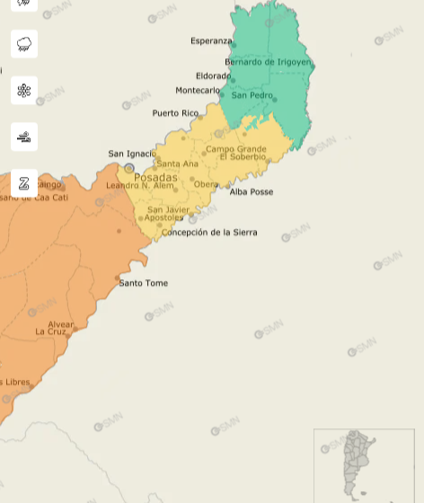  Misiones | Alerta amarilla por tormentas fuertes y probabilidad de granizo