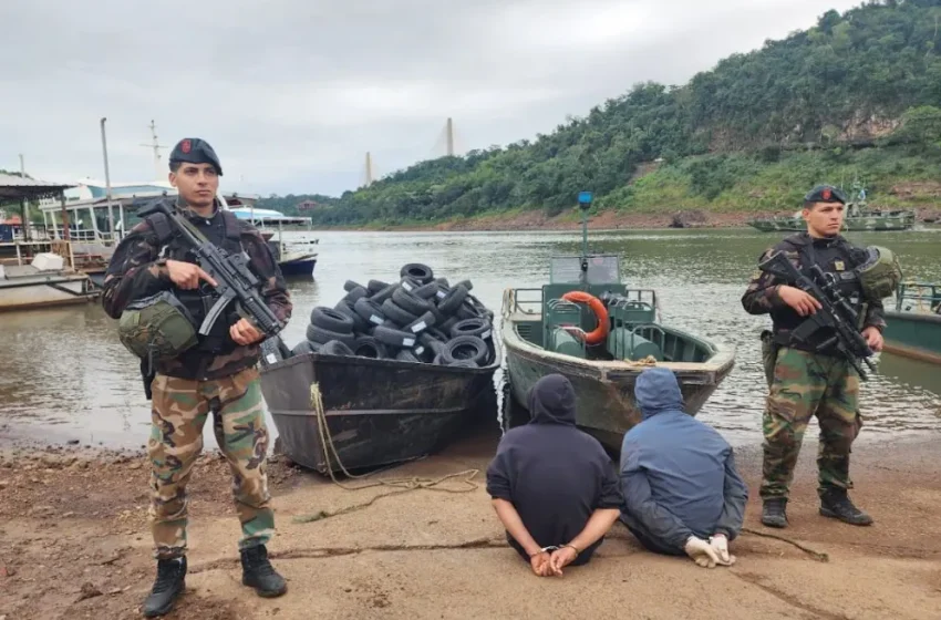  Puerto Iguazú: Prefectura secuestró neumáticos de contrabando y detuvo a dos personas