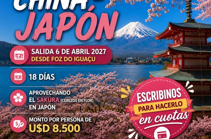  China y Japón en primavera: Move Travel lanzó un paquete grupal para abril de 2027 con salida desde Foz do Iguaçu