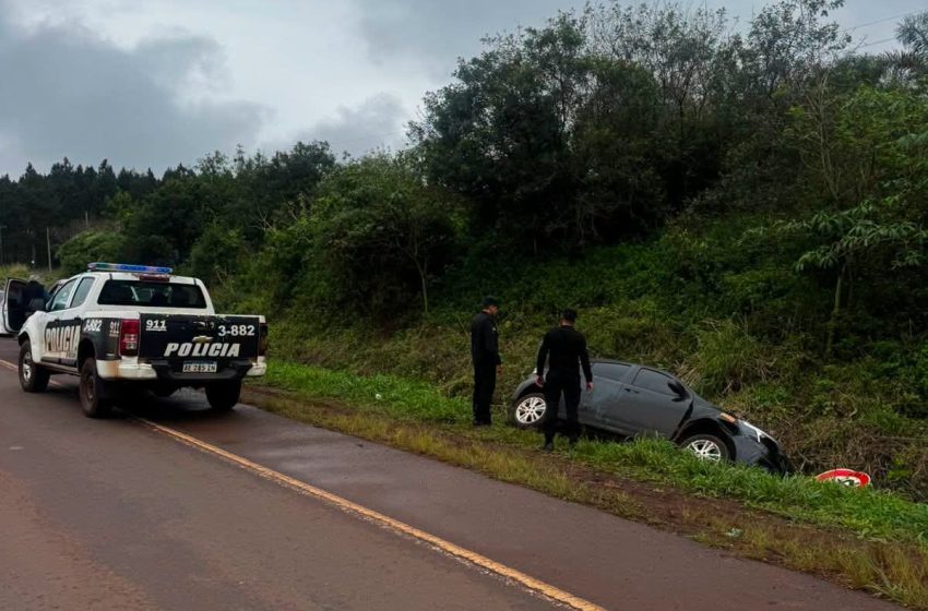  Un automóvil despistó sobre la Ruta 12 en Puerto Esperanza y su conductor resultó ileso