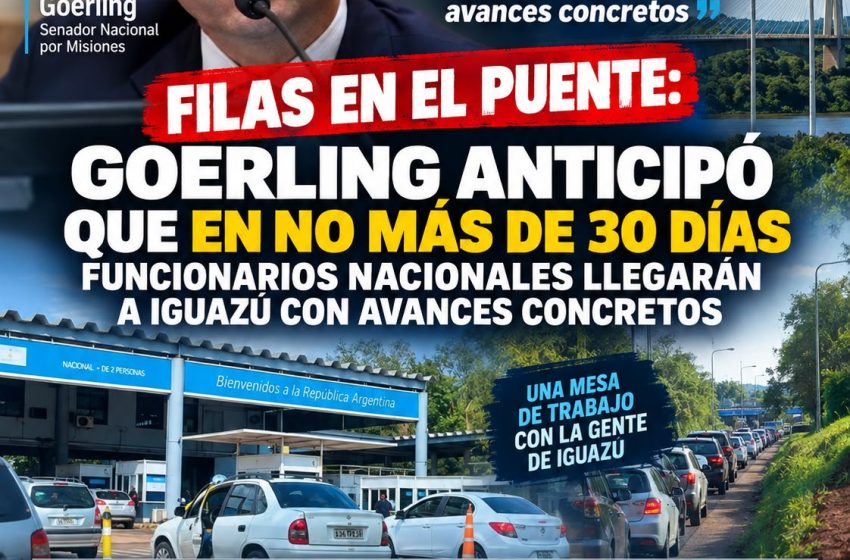  FILAS EN EL PUENTE: GOERLING ANTICIPÓ QUE EN NO MÁS DE 30 DÍAS FUNCIONARIOS NACIONALES LLEGARÁN A IGUAZÚ CON AVANCES CONCRETOS