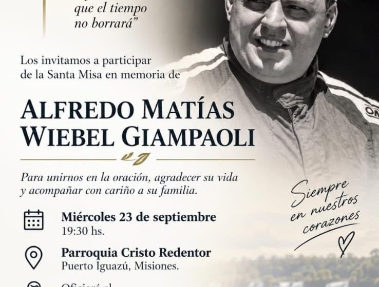  CELEBRARÁN MISA POR ALFREDO WIEBEL