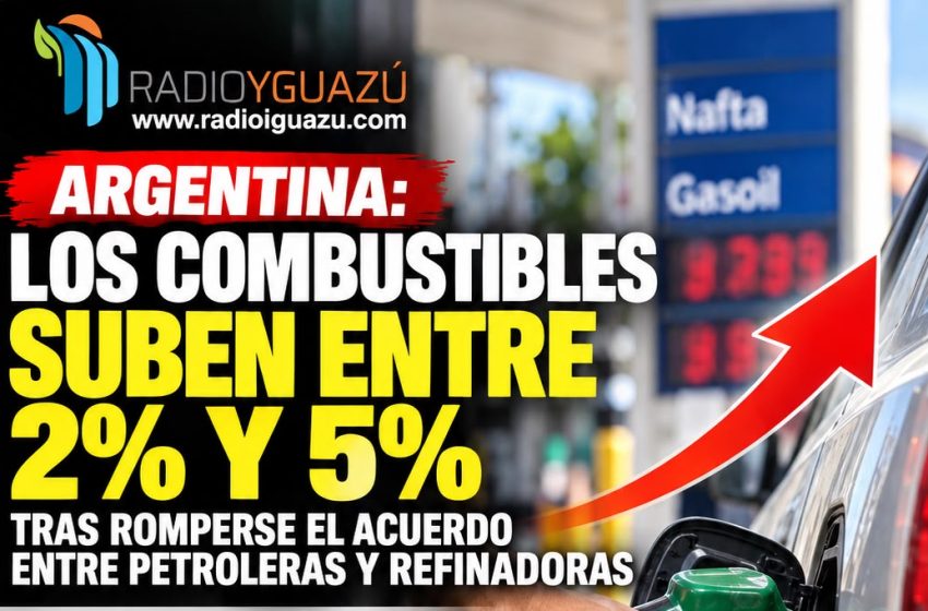  ARGENTINA: LOS COMBUSTIBLES SUBEN ENTRE 2% Y 5% TRAS ROMPERSE EL ACUERDO ENTRE PETROLERAS Y REFINADORAS