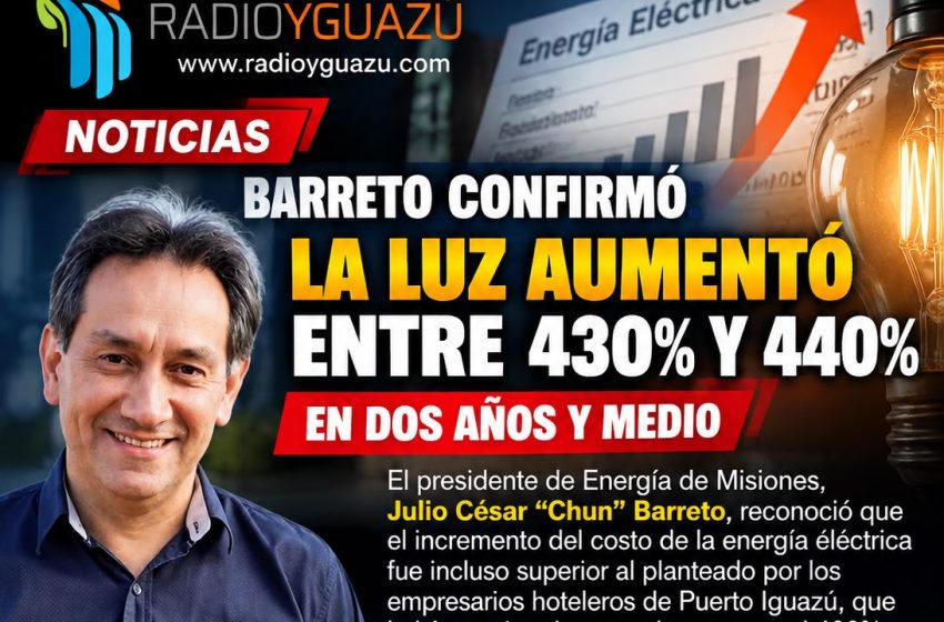  ENERGÍA ELÉCTRICA: LOS HOTELEROS HABLABAN DE UN 400% DE AUMENTO Y BARRETO ASEGURA QUE LLEGÓ AL 430 O 440%