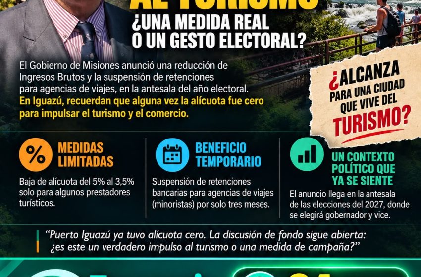  TURISMO EN MISIONES: EL GOBIERNO ANUNCIA “ALIVIO FISCAL” A MESES DE ENTRAR DE LLENO EN LA CARRERA ELECTORAL