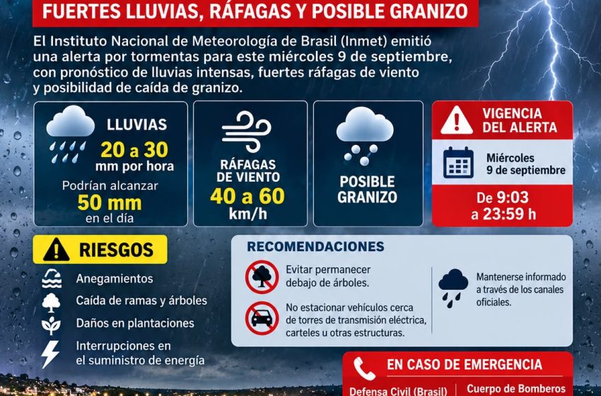  Alerta meteorológica para la Triple Frontera: se esperan fuertes lluvias, ráfagas y posible granizo