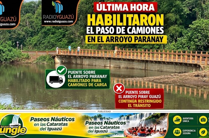  Habilitaron el paso de camiones de carga sobre el arroyo Paranay, pero continúa restringido el tránsito en el Piray Guazú