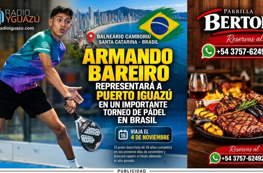 Armando Bareiro representará a Puerto Iguazú en un importante torneo de pádel en Brasil