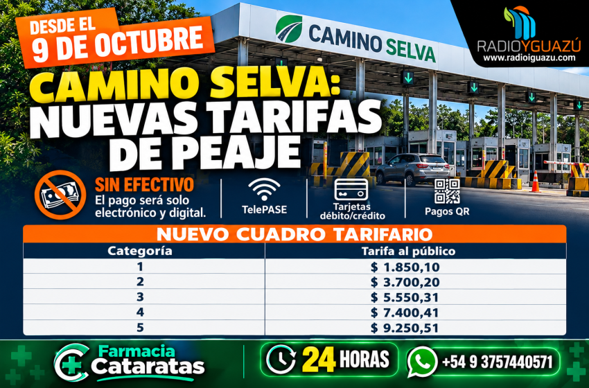 Camino Selva asume el Tramo Noreste: nuevos peajes y fin del pago en efectivo