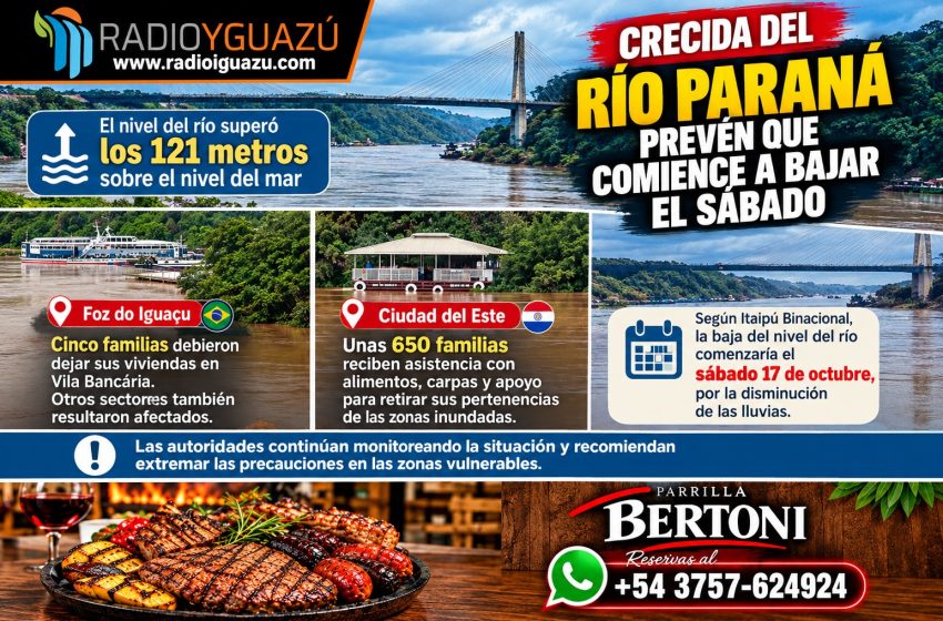  CRECIDA DEL RÍO PARANÁ: PREVÉN QUE EL NIVEL DEL AGUA COMIENCE A DESCENDER EL SÁBADO