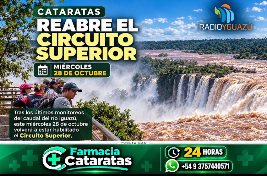  Cataratas del Iguazú: este miércoles 28 de octubre reabre el Circuito Superior tras la crecida del río