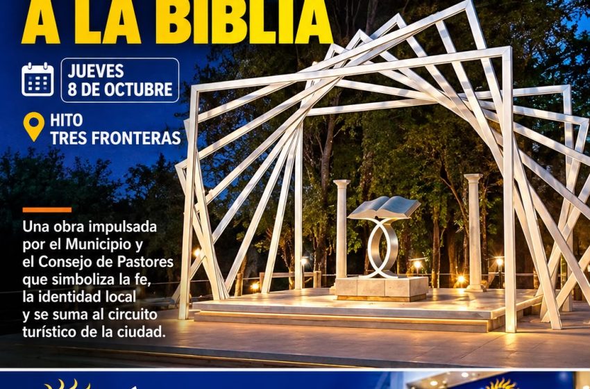  Puerto Iguazú inaugura su Monumento a la Biblia en el Hito Tres Fronteras