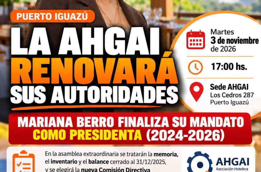  La AHGAI renovará sus autoridades: Mariana Berro finaliza su mandato como presidenta
