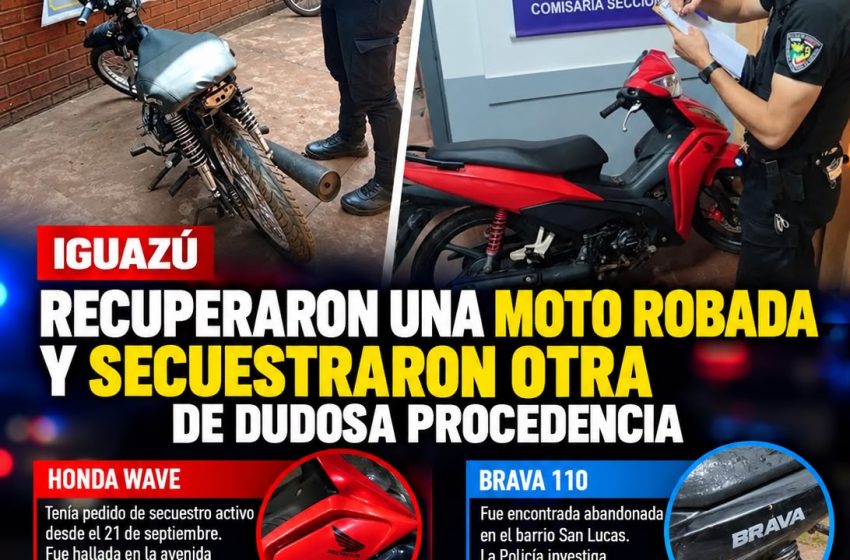  Iguazú: recuperaron una motocicleta robada y secuestraron otra de dudosa procedencia