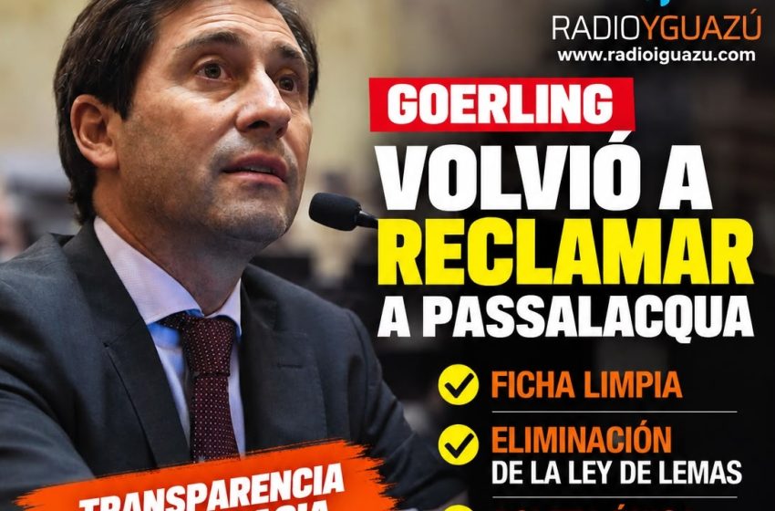  Goerling volvió a reclamarle a Passalacqua la eliminación de la Ley de Lemas, Ficha Limpia y Boleta Única en Misiones