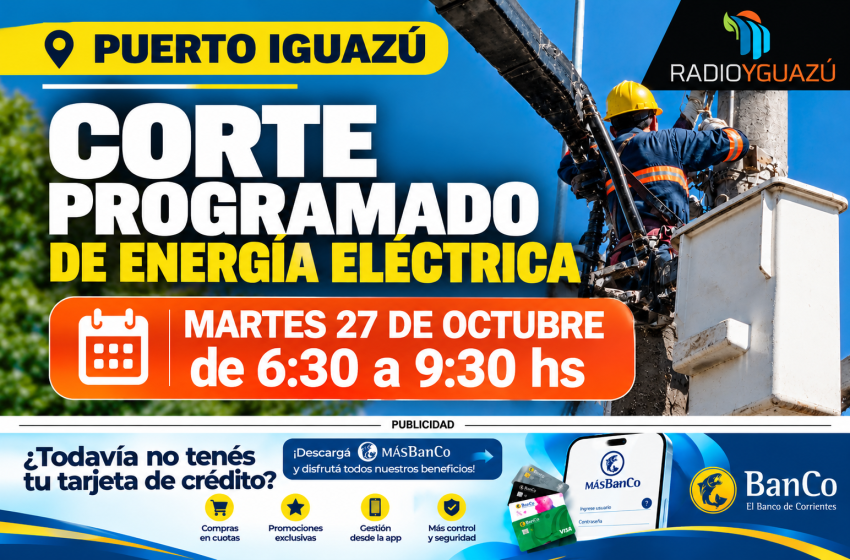  Corte programado de energía eléctrica afectará a numerosos barrios de Puerto Iguazú este martes