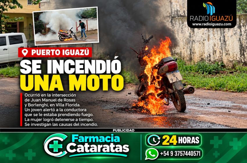  Puerto Iguazú: una motocicleta se incendió mientras circulaba por Villa Florida