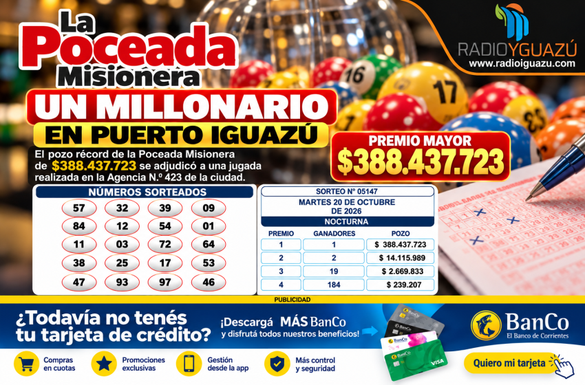  ¡La Poceada Misionera hizo millonario a un apostador de Puerto Iguazú!