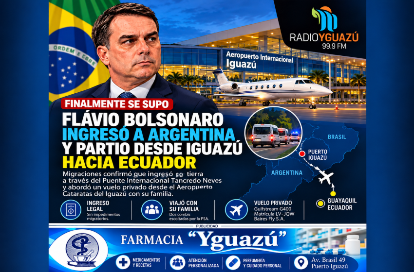  Finalmente se supo: Flávio Bolsonaro ingresó por el Puente Tancredo Neves y partió desde Iguazú hacia Ecuador