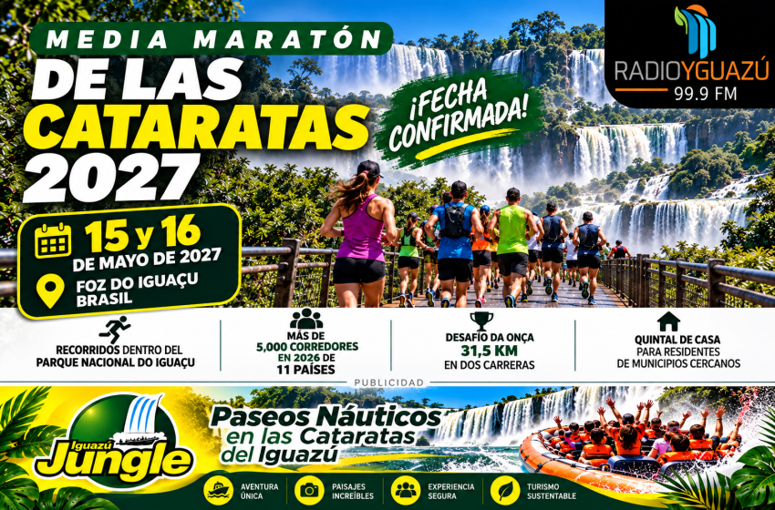  CONFIRMARON LA FECHA DE LA MEDIA MARATÓN DE LAS CATARATAS 2027 EN FOZ DO IGUAÇU