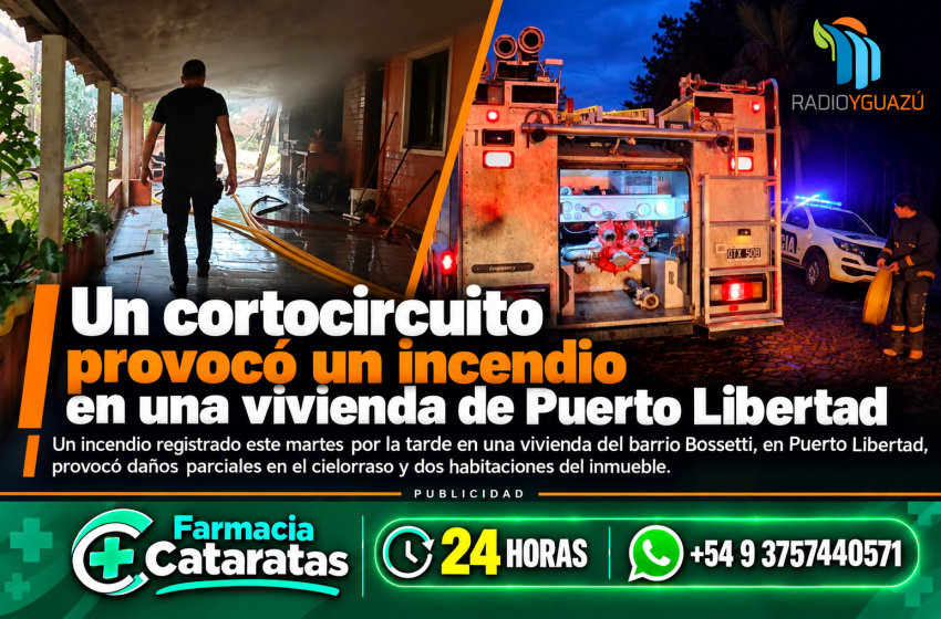  Un cortocircuito provocó un incendio en una vivienda de Puerto Libertad