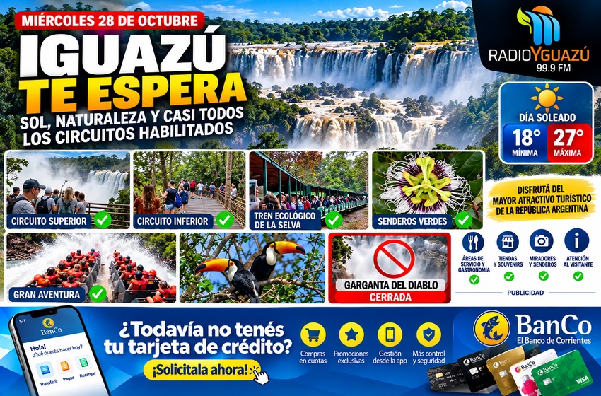  Cataratas del Iguazú: miércoles soleado, clima ideal y casi todos los circuitos habilitados