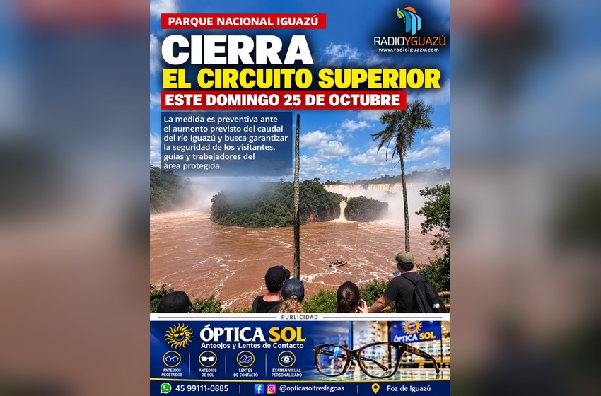  Cataratas del Iguazú: cierran preventivamente el Circuito Superior por la crecida del río